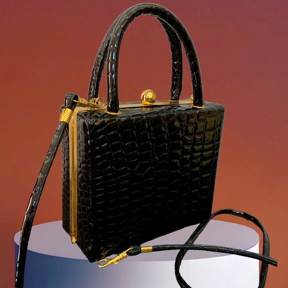 Handbags - BLACK QUILTED PATENT LEATHER MINI SHOULDER BAG